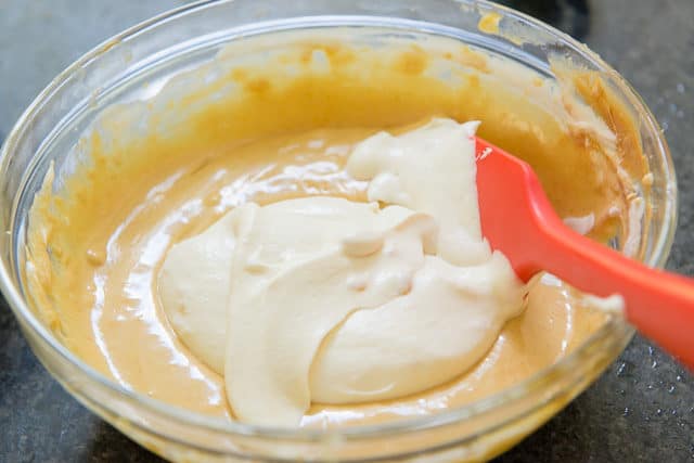 Adding Chantilly Cream To Peanut Butter Semifreddo Mixture
