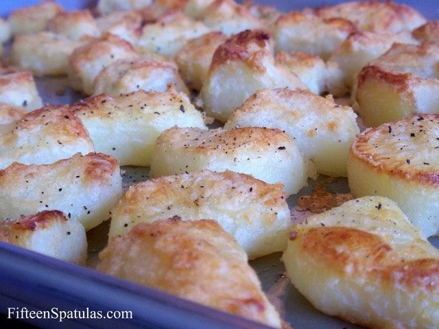 Roasted Potato Chunks On Sheet Pan with Salt and Pepper
