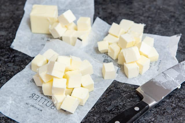 Cubed Butter on Wrappers
