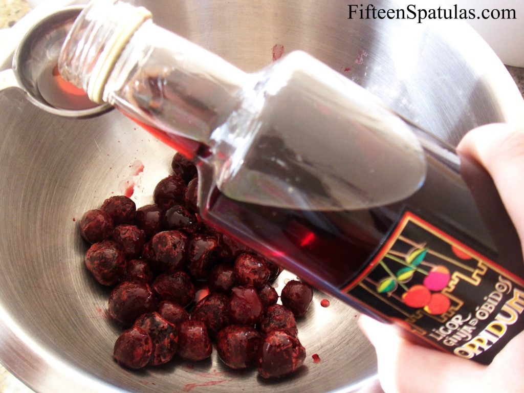 Adding Obidos Ginja Liquor to the Cherries