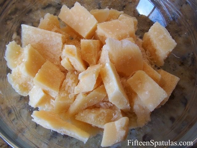 Chunks of Parmigiano Reggiano Cheese in a Bowl