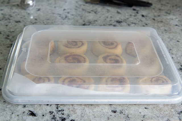 Cut Rolls on Sheet Pan with Lid Covered for Overnight Makeahead Proofing