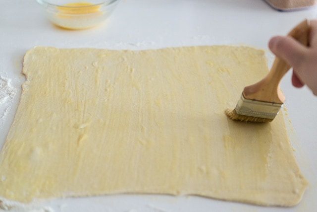 Puff Pastry Dough Brushed with Egg Wash