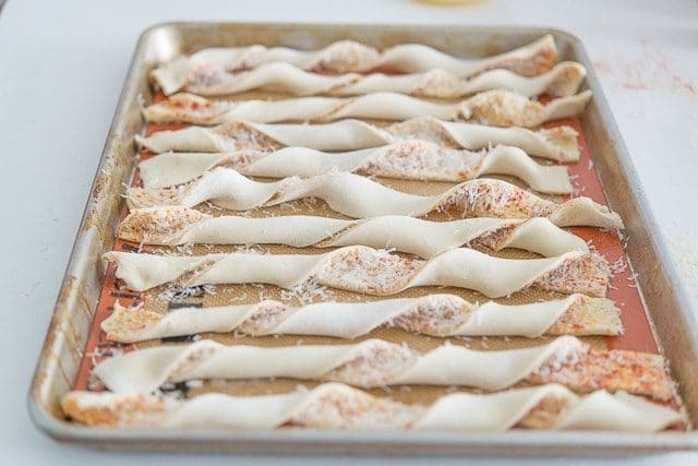 Puff Pastry Twists - With Cheese and Cayenne Pepper on Silicone Mat