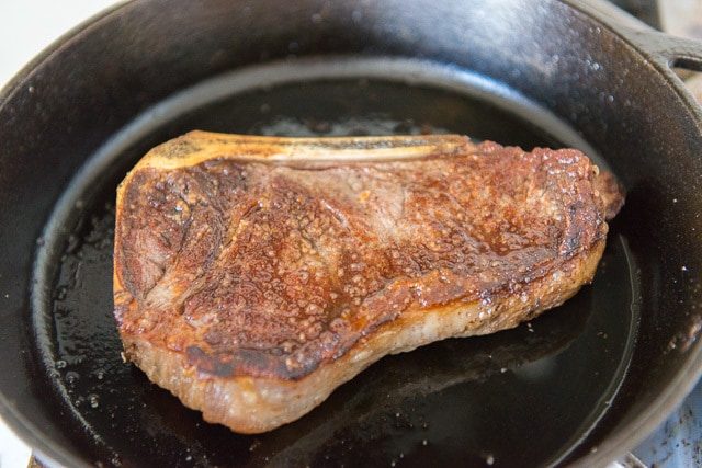 Seared and Caramelized Steak in Skilet