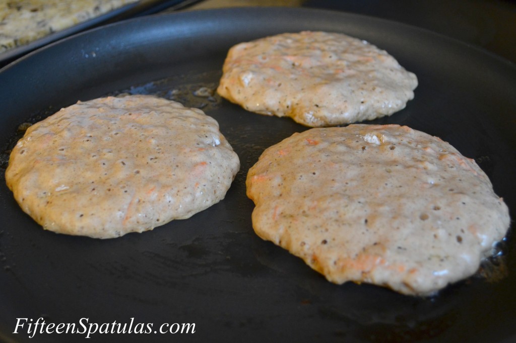 Spiced Carrot Pancakes on Griddle Pan