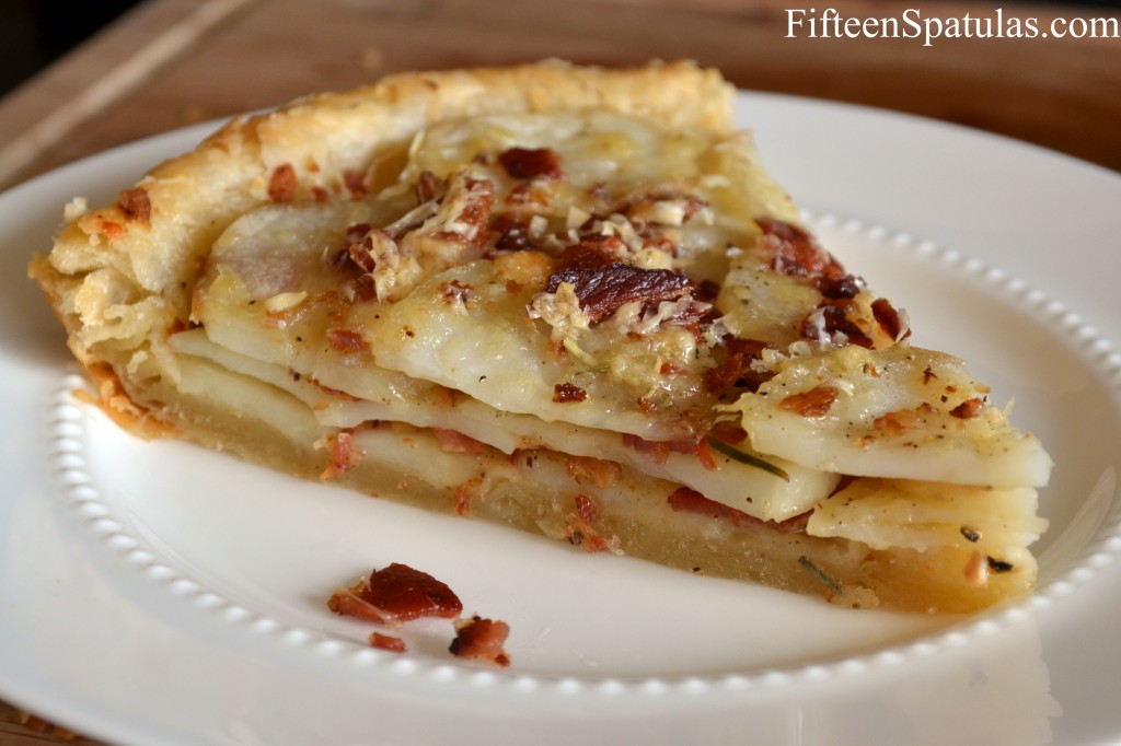 Potato Tart - A Slice with Bacon and Cheese