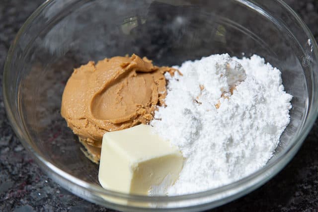 Peanut Butter, Butter, and Confectioner\'s Sugar in Bowl