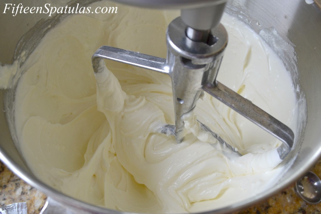 Cream Cheese Mixture Whipped in Stand Mixer