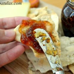 Rosemary Crackers - Being Spread with Fig Jam