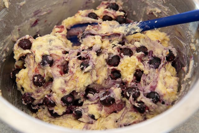 Blueberry Muffins Recipe From Scratch - Using Frozen Blueberries in Thick Batter
