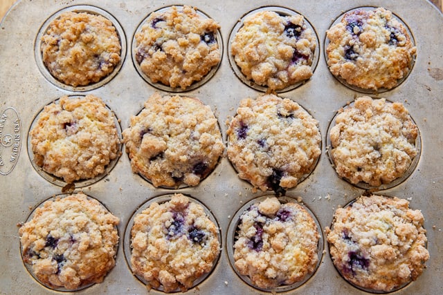 Blueberry Muffin Recipe - Baked from Scratch with Frozen Blueberries and Streusel