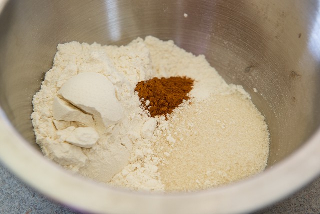 Sugar, Flour, and Cinnamon in a Mixing Bowl