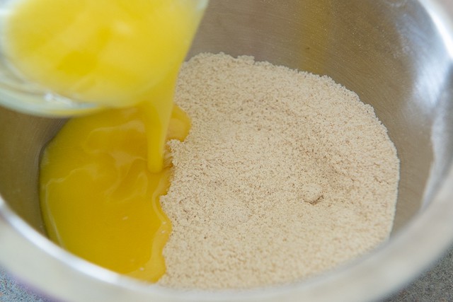 Adding Melted Butter to the Dry Ingredients