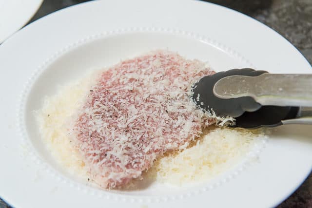 Breading a Pork Chop in Grated Parmesan