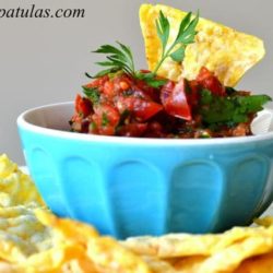 Tomato Relish - In a Bowl with Popcorn Chips and Fresh Parsley