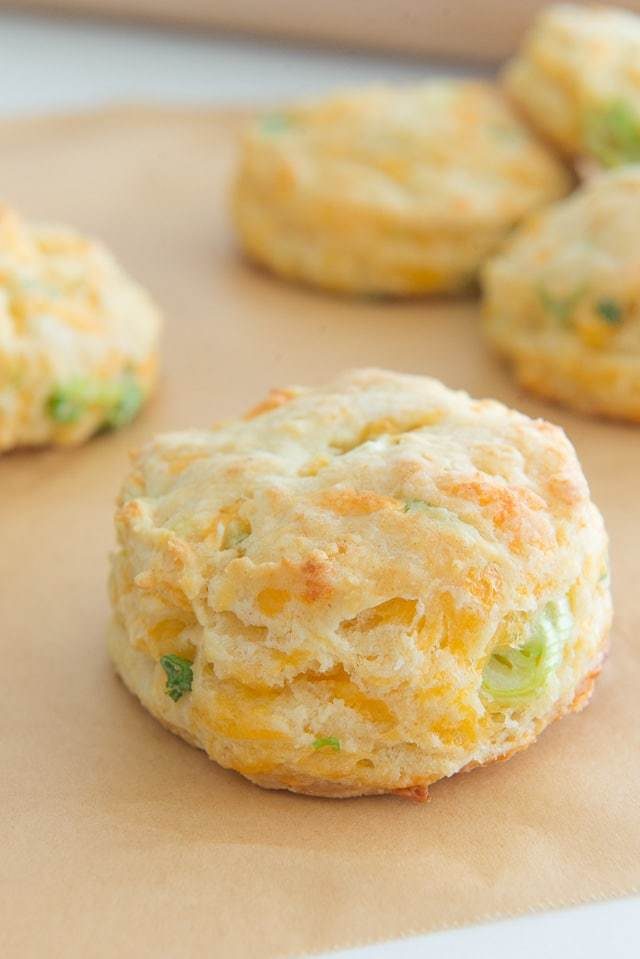 Cheddar Scallion Biscuits- On Parchment Paper 