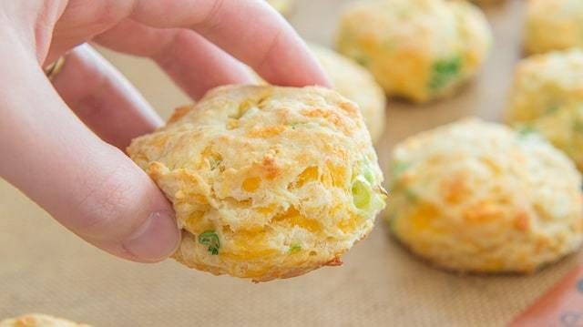 Holding a Buttermilk Cheddar Biscuit with Hand