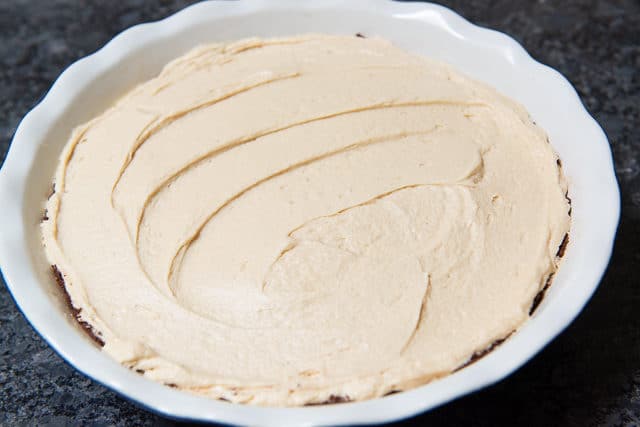 No Bake Peanut Butter Pie Filing in Pie Dish