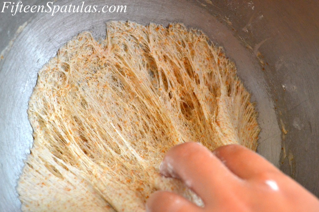 Webs if Pizza Dough in Mixing Bowl
