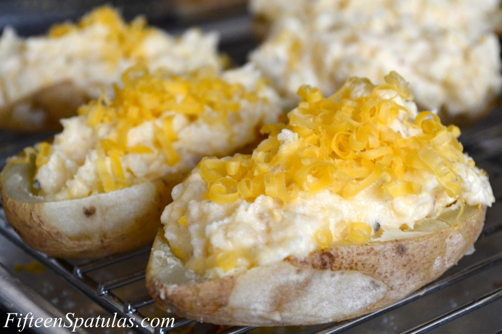 Stuffed Potato Boats - Ready To Be Baked Again with Cheese on Top