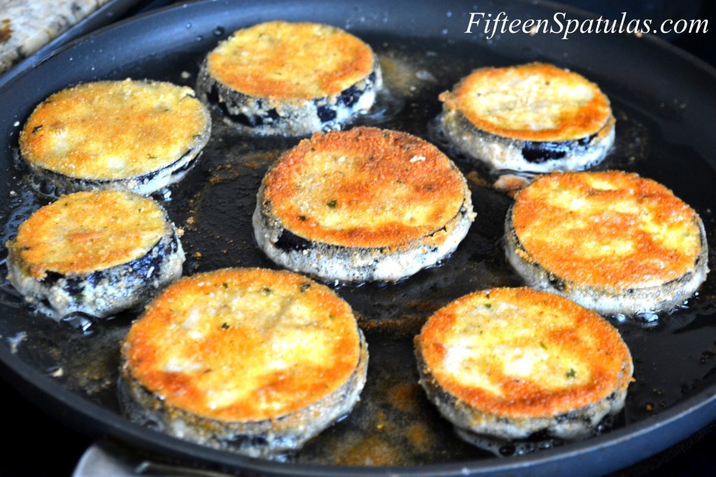 Fried Eggplant Rounds in Nonstick Skillet
