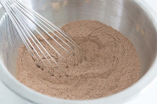Cocoa Powder and Flour Whisked in Bowl