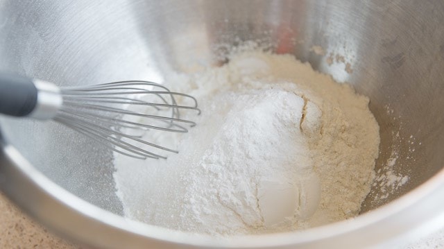Flour, Leaveners, and Salt in Mixing Bowl