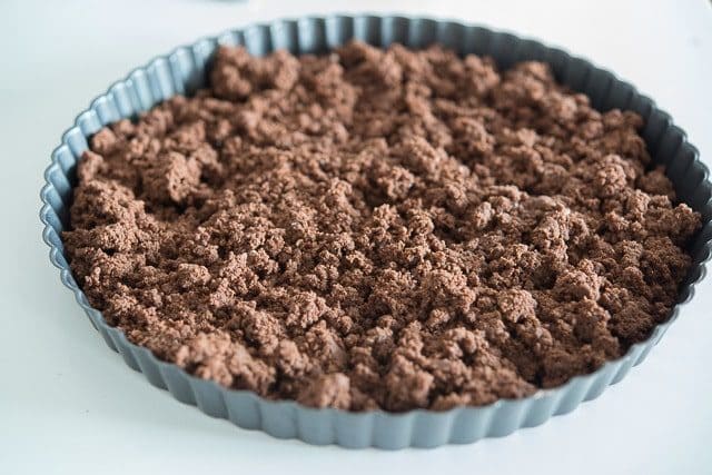Chocolate Cookie Crust Crumbled Into Tart Pan