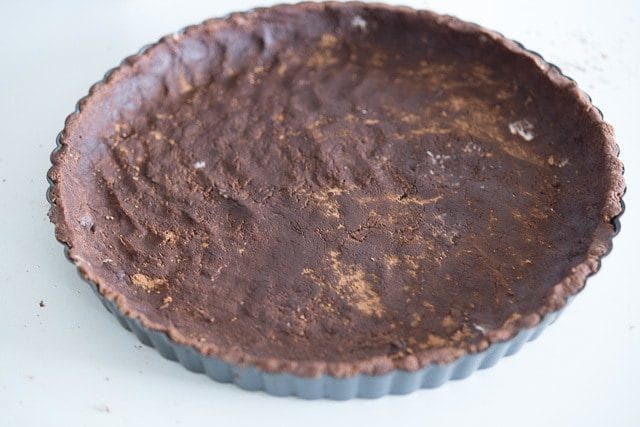 Pressed Chocolate Tart Crust in Metal Tart Shell