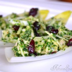 Endive Cups - Filled with Cranberry Pesto Chicken Salad and Arranged on Plate