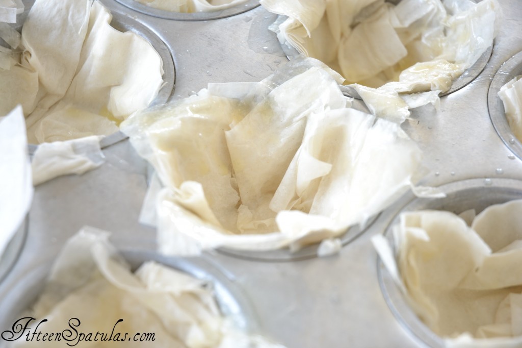 Phyllo Dough Cups - Raw Pressed Into Muffin Tins Ready to Bake