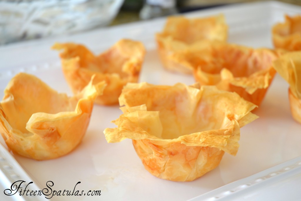 Mini Phyllo Cups - on Platter Golden Brown and Ready to Fill