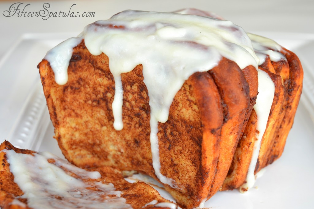 Cinnamon Bread with Icing Dripping Down