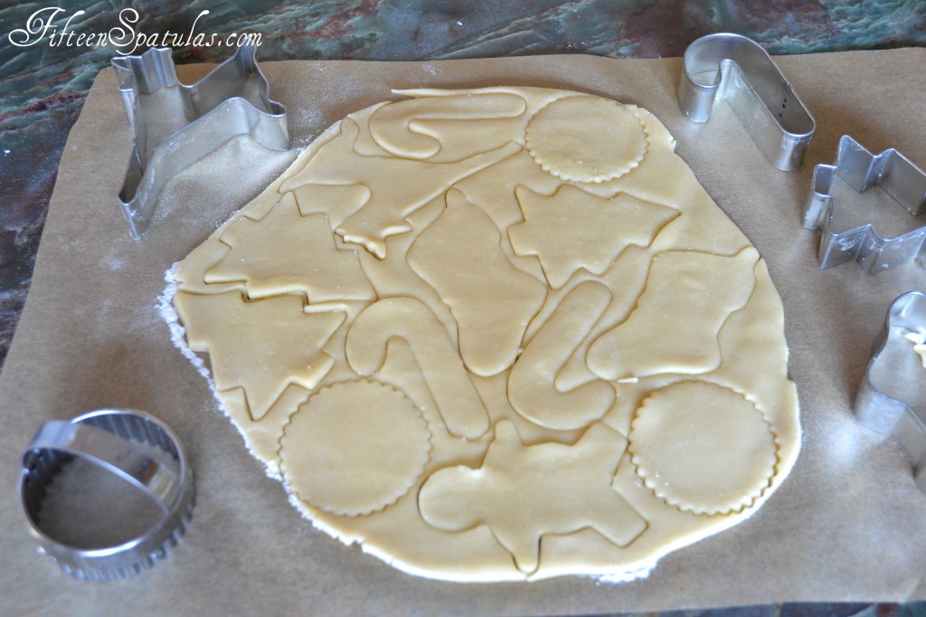 Cutting Christmas Shapes from Sugar Cookie Flat Dough
