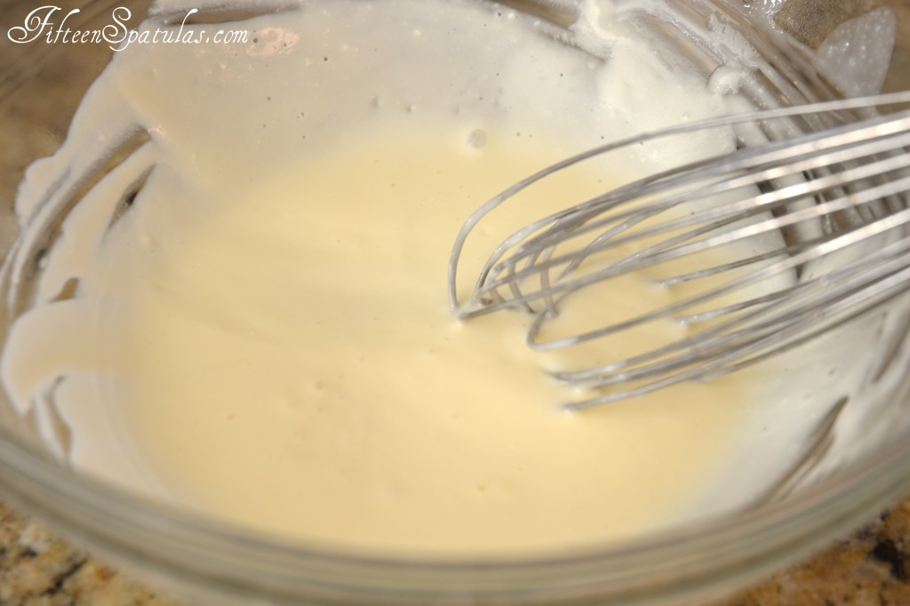 Whisking the Ice Cream Base in Glass Bowl