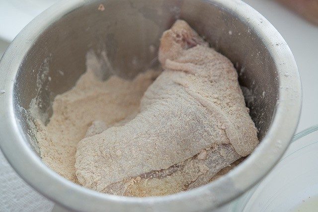 Raw Chicken Breaded in Spiced Flour