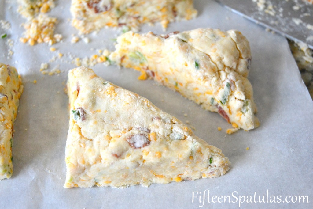 Cheddar Scallion Scones - Cut Into Triangles and Ready to Bake