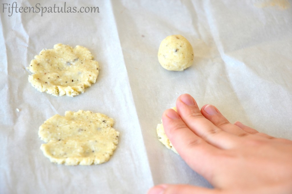 Flattening Tuile Dough Balls with Fingers