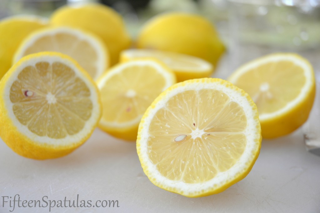 Lemons on Cutting Board Sliced in Half