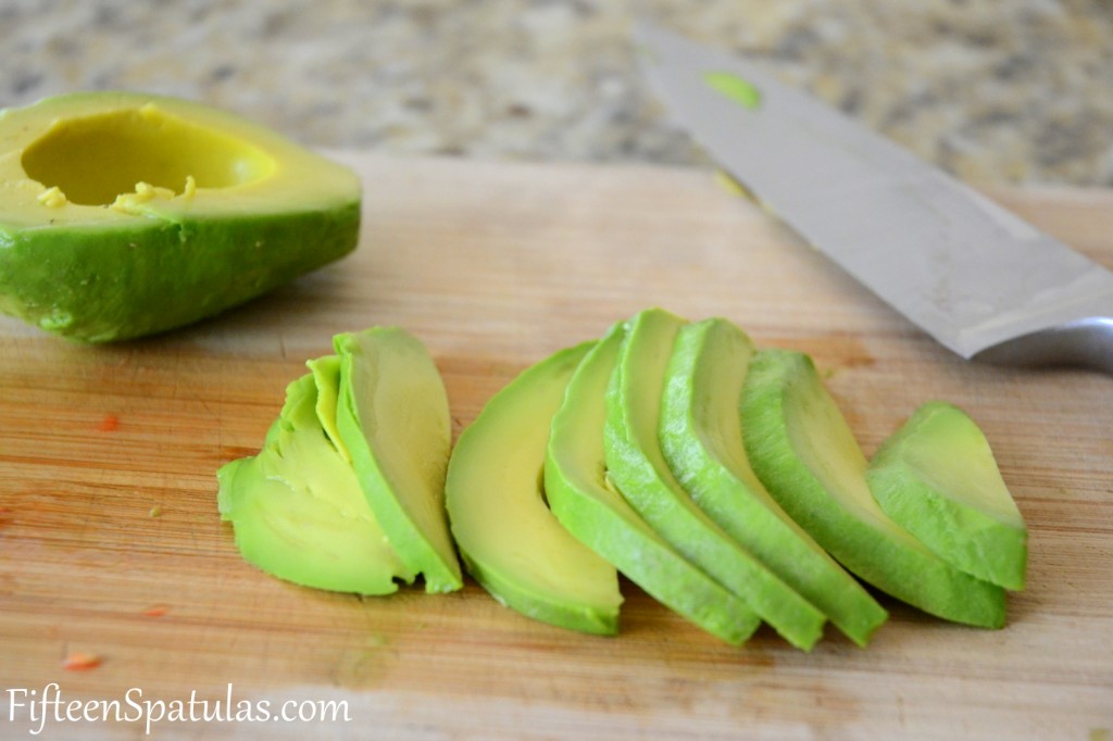 Sliced Avocado on Cutting Board