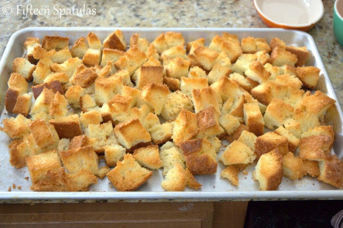 Toasted Brioche Bread Cubes for Leek Bread Pudding