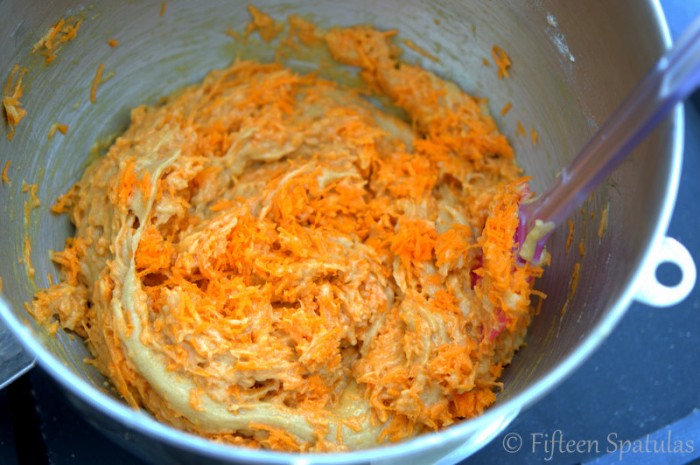 Carrot Cake Truffle Batter in Mixing Bowl