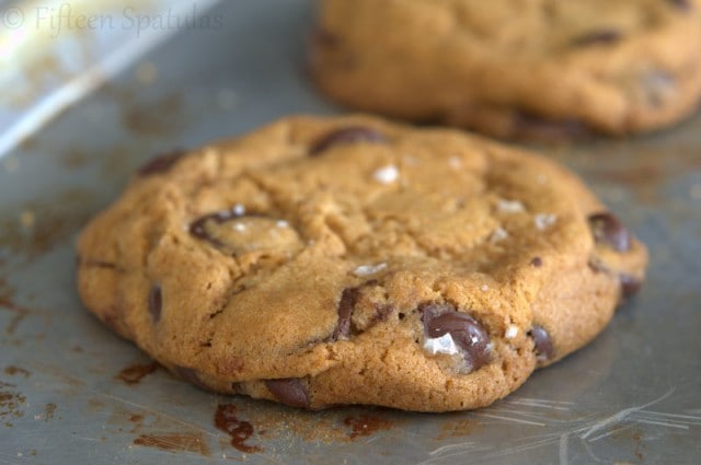 Caramelized and Aged Chocolate Chip Cookie on Sheet Pan