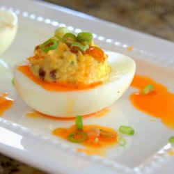 Asian Deviled Eggs with Chile Oil