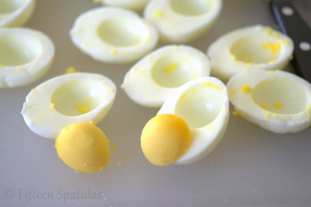 Halved Boiled Egg with Egg Yolks Popped Out