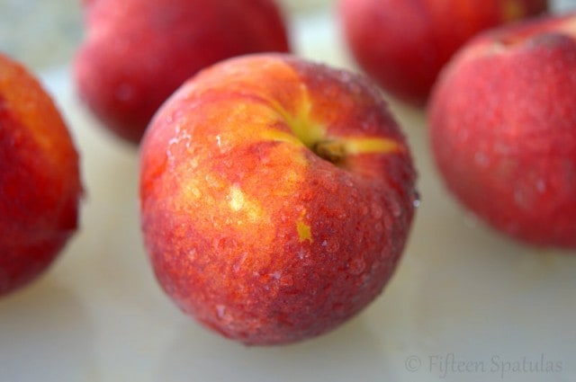 Whole Fresh Peaches with Water Droplets