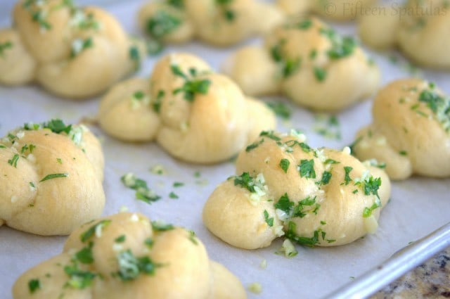 Garlic Knots Brushed with Garlic Parsley Butter