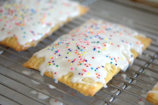 Icing and Sprinkles on Baked Homemade Pop Tarts