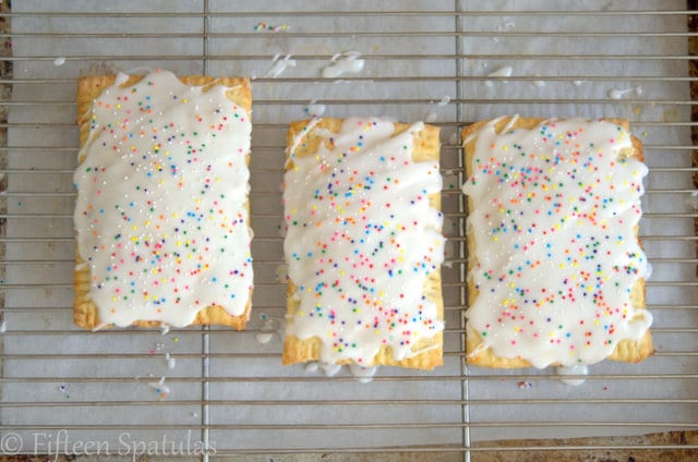 Homemade Pop Tarts on Wire Rack with Sprinkles and Icing